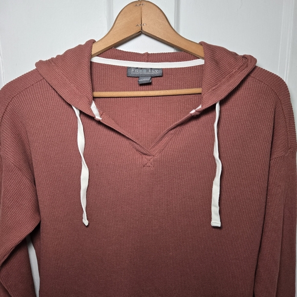 Free Fly Women's Bamboo Waffle Hoodie Size L Henley Hooded Hiking Outdoors - Picture 8 of 13